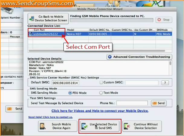 select Com Port
