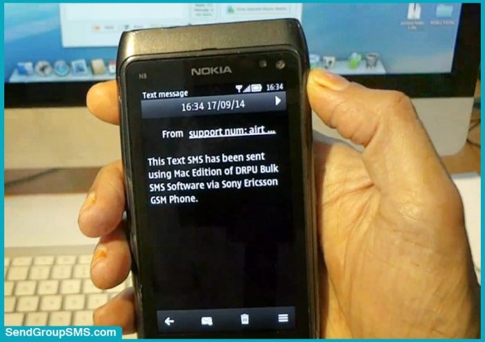 message is received on recipient mobile phone